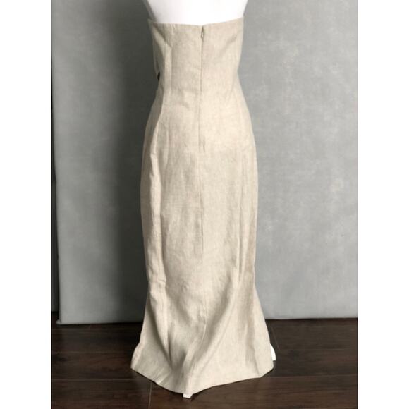 Reformation Tania Dress Women's Size 12 Linen in Oatmeal NEW - Picture 6 of 10